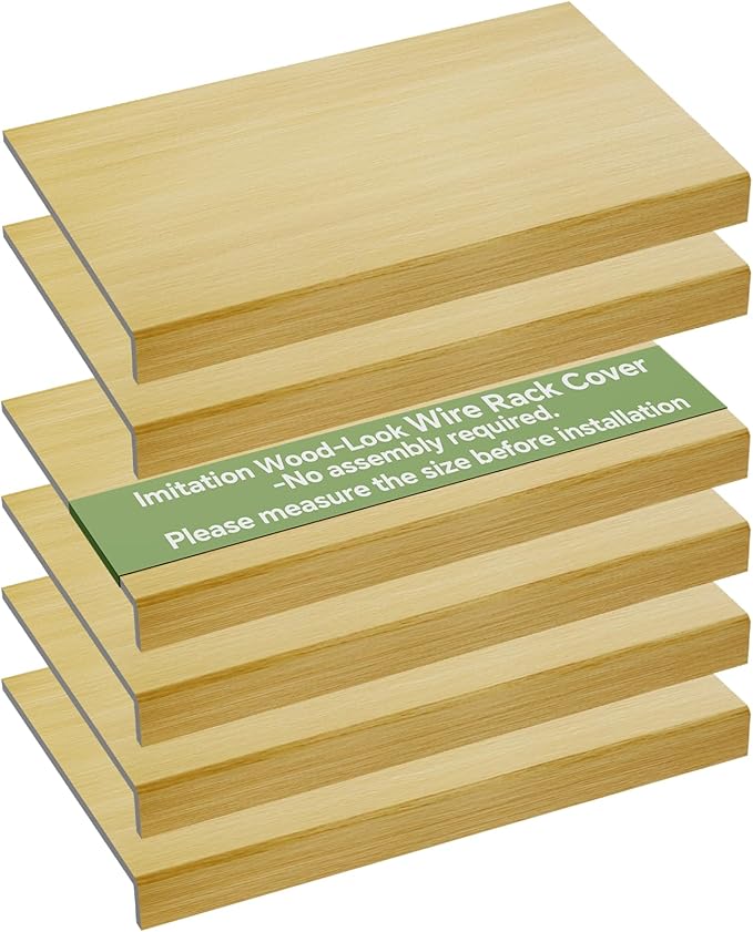 6 PCS Wire Rack Covers for Pantry Wood Grain 30''W * 16''D(Ready to Use) Faux Wood Shelf Covers for Wire Shelving Rustic Closet Shelves Covering Toppers for Pantry Bathroom Kitchen Garage