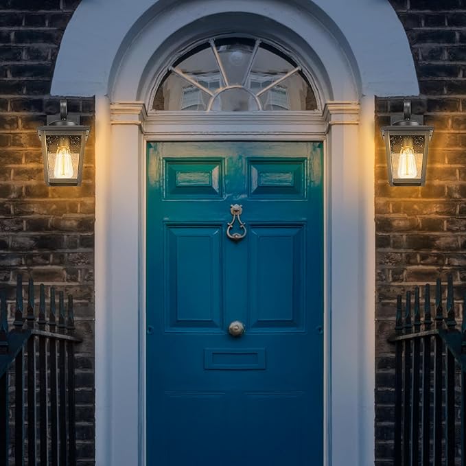 Outdoor Light Fixtures Wall Mount Waterproof Exterior Wall Lanterns with Seeded Glass Outside Wall Sconces Front Porch Lights for House Garage Doorway Patio