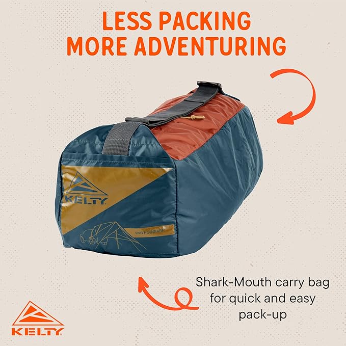 Kelty Waypoint Tarp Reflecting Pond/Gingerbread Semi-Universal Vehicle Mounting System Enhanced Protection from The Elements Single-Pole Design Shark-Mouth Carry Bag for Easy Transport &amp Mor