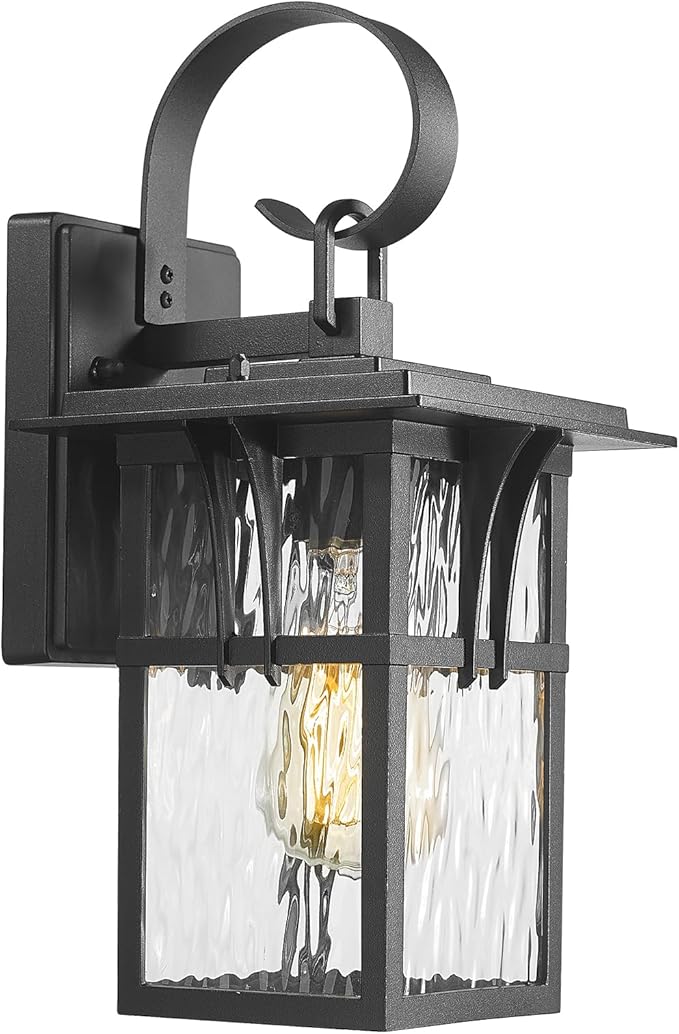 Darkaway Outdoor Wall LightExterior Lighting Fixtures Wall Mount Porch Lights Waterproof Outside Sconce with Water Ripple Glass for Patio Hallway Garage Front Door