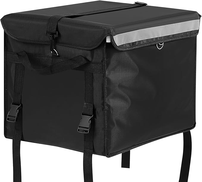 Insulated Food Delivery Bag for Bike with Rear Rack Pizza Delivery Box with Shoulder Belt and Internal Accessories Waterproof Internal Dimensions(Black18.5 x 13 x 13 Inches)