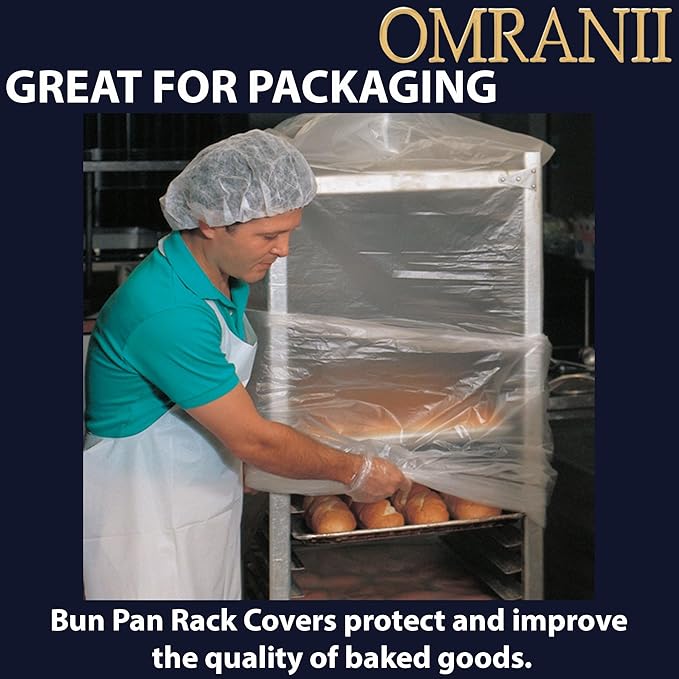 HDPE Bun Pan Rack Cover 0.6Mil 52 X 80 &amp 50 Rolls | Durable Pack &amp Economical High Density Protective Covers for Bakery Racks | Sturdy Easy Storage &amp Improves Baking Quality
