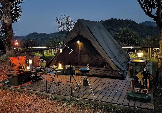 4 Person Canvas Tent with Full Rainfly&ampFootprint Easy Set Up Breathable 4 Season FamilyTent for Winter Outdoor Glamping Car Camping
