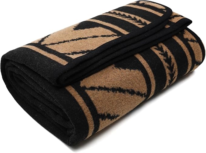 ACUSHLA Merino Wool Camp Blanket - Soft Warm Thick Washable Large Outdoor Camping Travel Throw Blanket All Weather Sierra Khaki 79 x63