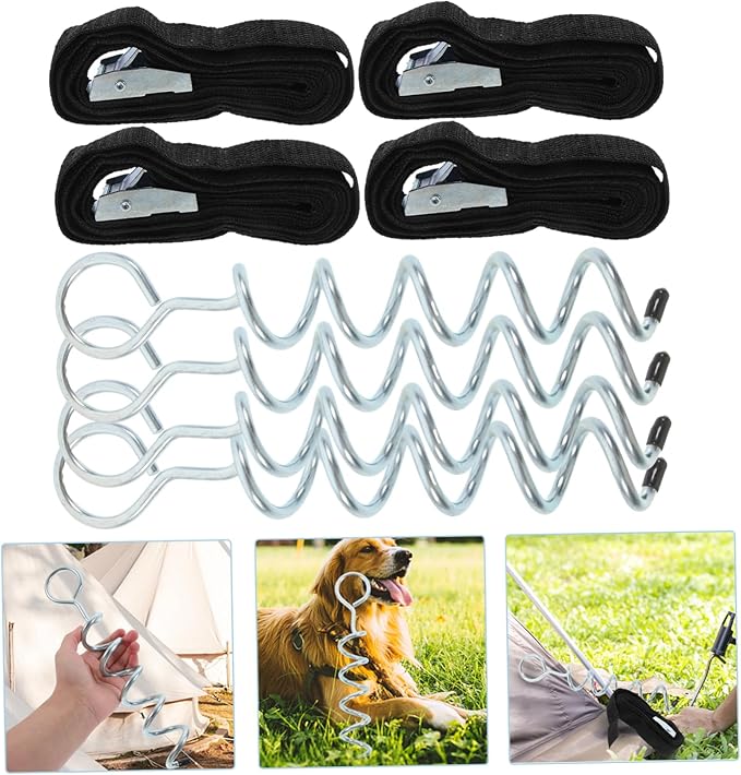 TOYANDONA Large Outdoor Camping Spiral Tent Stakes Heavy-Duty Ground Pegs for Trampoline and Tent Sturdy Steel Fixators 1 Set for High Wind Conditions