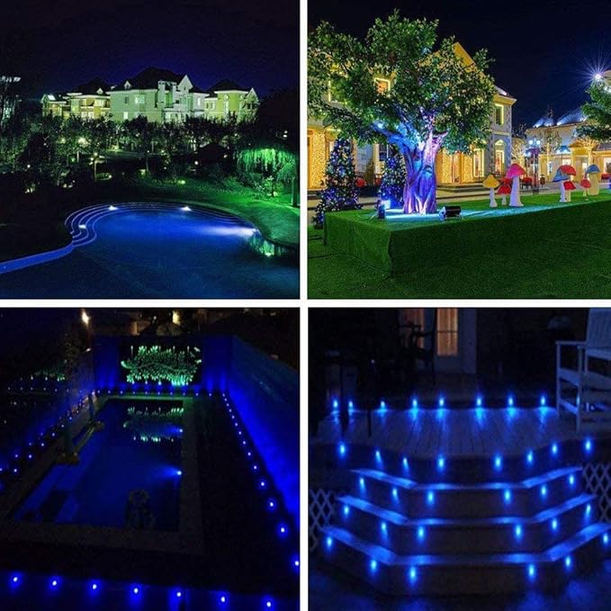 Youngine Pack of 2 12V Low Voltage LED Landscape Lights Waterproof Outdoor Walls Trees Flags Spotlights 5W COB Garden Yard Path Lawn Light with Spike Stand (Blue)NO Plug