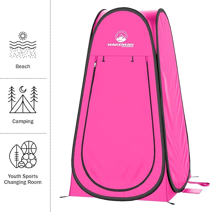 Wakeman Pop Up Changing Tent 3.3 x 3.3 x 6.2ft Camping Shower Tent for Portable Toilet Stall or Dressing Room with Carry Bag for Camping Beach or Tailgate Polyester