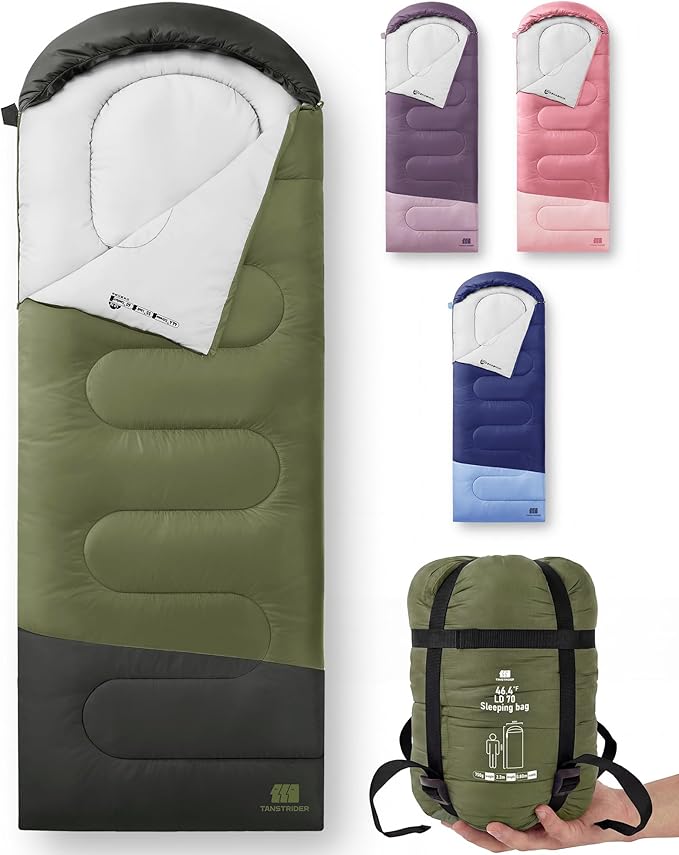 Ultralight Warm Weather Sleeping Bag - Portable Waterproof Compact Lightweight Comfort with Compression Sack - Great for Outdoor Camping Backpacking &amp Hiking