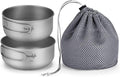 Tentock Titanium Bowls Set 500ml+600ml Ultralight Camping Cookware Outdoor Utensils with Folding Handle