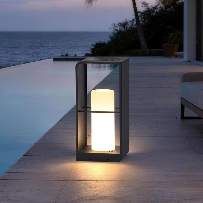 17 Tall Solar Floor Lamp 3000K LED Solar Lanterns Outdoor Waterproof Modern Outdoor Lights for Patio Large Pathway Lights Solar Powered Dusk to Dawn Floor Lamps for Yard Pathway Garden Porch