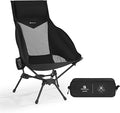 MellowCamp High Back Camping Chair Oversized Comfort Design Collapsible Camp Chair with Pillow (Black)