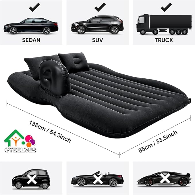 Car Inflatable Bed Mattress Mattress Back Seat RV Mattresses Travel for Automotive SUV Truck Berlina Furgonetas Grande Cars Backseat Sleeping BedFull