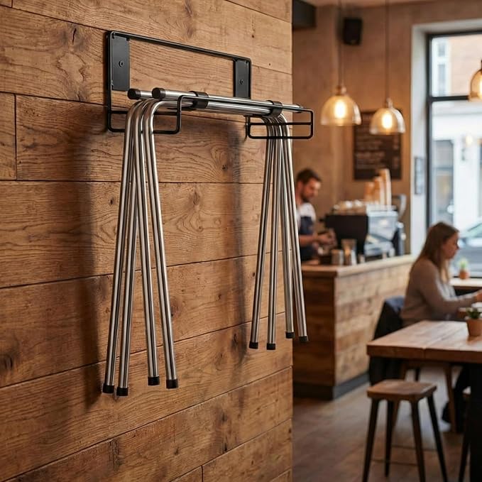 LEIFIDE Tray Stand Holder Wall Mount Heavy Duty Black Steel Plate Rack Shelf Large for Restaurant Kitchen Bar Service Areas Space Saving Storage Display Rack Pillow Organizer 10.25 x 9.25 Inches