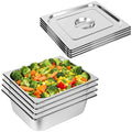 4 Pack 1/2 Half Size Hotel Pans 4 Inch Deep with Lids Stainless Steel Steam Table Pan Half Size with Lids Commercial Food Pans for Hotel Home Restaurant Catering Buffet Pan
