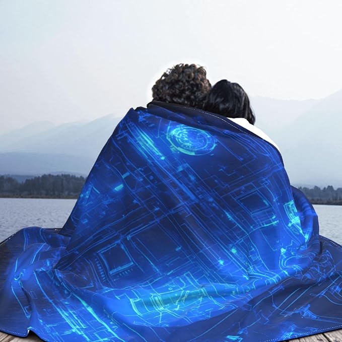 Glowing Blueprint Soft Fleece Blanket 60 * 50 inch Soft Sofa Blanket Suitable for Sofa Camping Travel Night Cover Blanket
