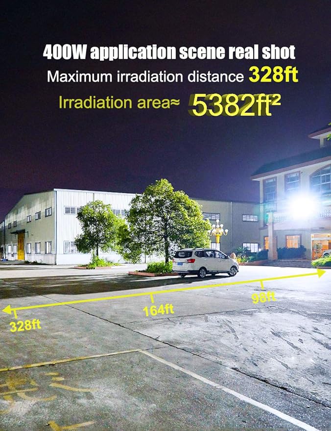 Kekeou Stadium Lights Outdoor LED Flood Light Outdoor 56000 Lumens Surge 6KV Field Lighting 6500K IP67 Waterproof Adjustable Lighting Angle Riding Arena Lights for Court