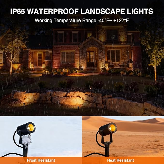 Low Voltage Landscape LED Spotlight 3W 12V AC/DC Outdoor Waterproof Garden Lights for Yard Pathway Tree Up Lighting Warm White 3000K High CRI 95+ Heavy Duty Light Fixture Black