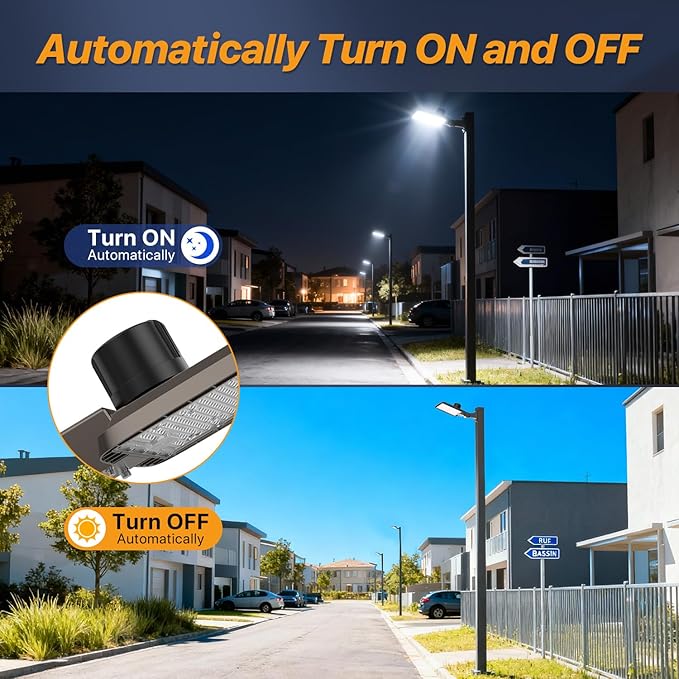 200W LED Parking Lot Light with Replaceable External Driver 30000LM Flood Light 5000K T3 Lens Dusk to Dawn Photocell AC100-277V IP65 Waterproof Outdoor Commercial Area Lighting