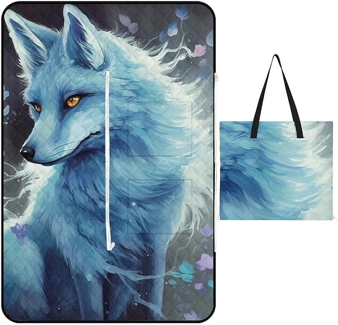 Zipper Blue Fox Style Picnic Mat Suitable for Travel Camping Park Or Home Use