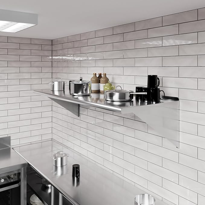 AmGood 24 X 60 Stainless Steel Wall Shelf | Metal Shelving | Garage Laundry Storage Utility Room | Restaurant Commercial Kitchen | NSF