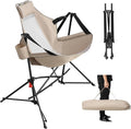 Hammock Camping Chair Portable Chairs with Pillow Cup Holder and Carry Bag Lightweight Foldable Chair for Outside Camping Hiking Travel Beach and Sports (Khaki)