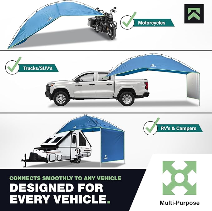 KNOX Universal Canopy Tent for Camping Pop-Up Canopy Tent Awning with Sidewall Compatible with Truck Tailgate SUV RV Van Portable Teardrop Awning Shade for Camping Beach Picnics (Blue)