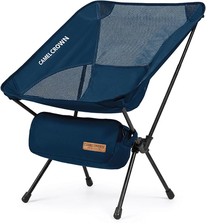 CAMEL CROWN Camping Chair Heavy Duty Backpacking Chair - Ultra-Light Folding Chair with Carry Bag Portable Compact for Outdoor Lawn Hiking Beach Picnic