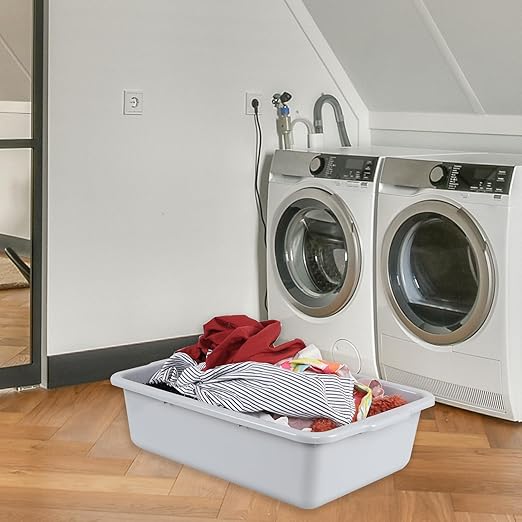 Saedy 32 L Gray Commercial Bus Tub Large Plastic Restaurant Bus Box 4 Pack