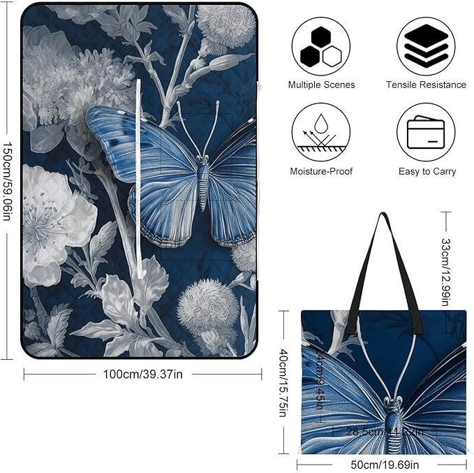 Zipper Peaceful Countryside Style Picnic Mat Suitable for Travel Camping Park Or Home Use