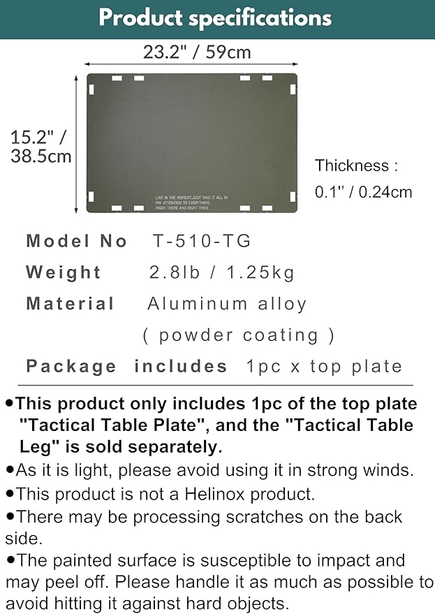 CAMPINGMOON Tactical Table Hard Top Plate for Tactical Table One Khaki T-510-TG