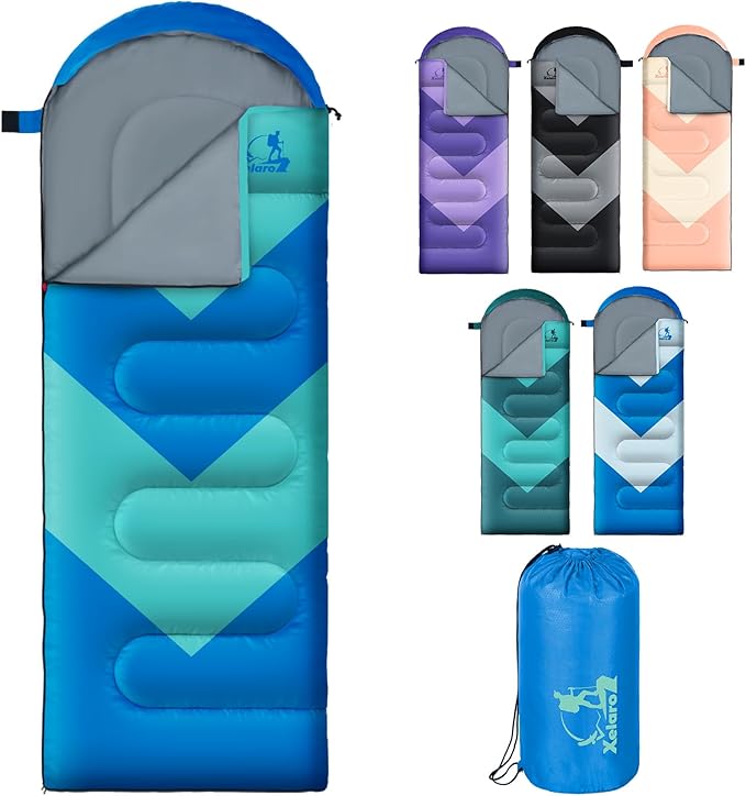 Sleeping Bag for Adults Girls Boys - 3 Season Warm &amp Cool Weather Lightweight Waterproof Camping Bag for Hiking Outdoor Travel