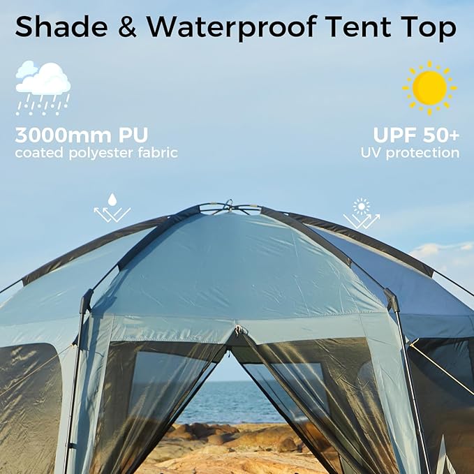 KingCamp Screen Tent Camping Tent for 6-8 Person 12' x 12' Portable Screen House Room with Detachable Sunshade for Camping Garden &amp Backyard