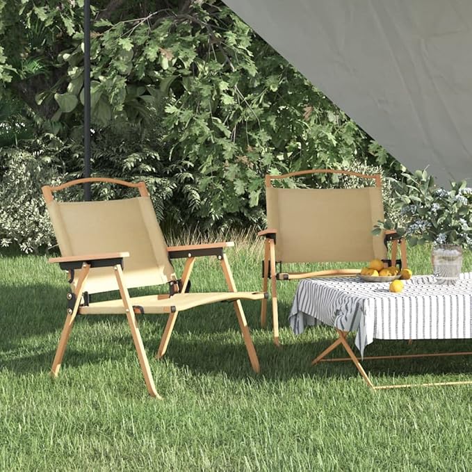 2-Pack Folding Outdoor Chairs 500D Oxford/Steel Frame 16.9×21.3×23.2 in Water-Resistant for Garden Balcony Beach