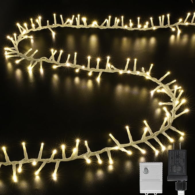 LAMPHOME 500 LED String Lights - 46ft 500LED Outdoor/Indoor Plug-in Twinkle Fairy Lights with 11 Modes - Warm White