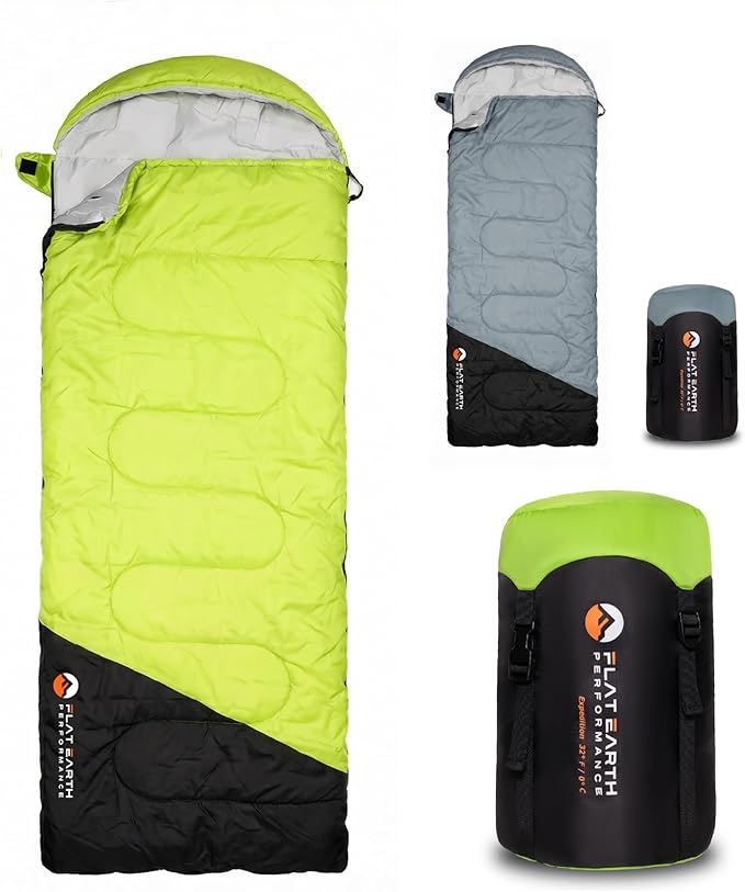 Expedition Camping Sleeping Bags with Compression Sack – 32°F/0°C Lightweight Camping Sleeping Bag for Camping &amp Hiking Water-Resistant Fits Adults &amp Teens Up to 6'0