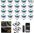 Recessed Step Lights RGBW+IC Led Lights Outdoor Waterproof IP67 1.22 Deck Lighting Wi-Fi Deck Stair Light DC12V Low Voltage Music Sync 20 Pack