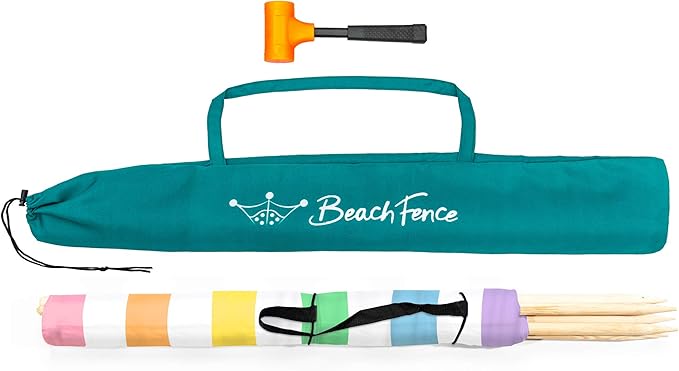 Premium 20 ft Beach Windscreen Privacy Screen Wind Blocker - Pastel Perfect Free Rubber Mallet and Carry Bag Included