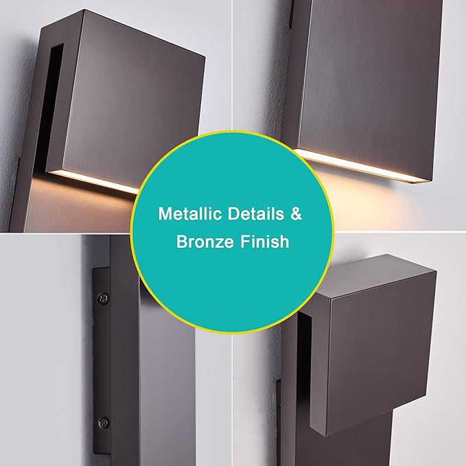 Modern Outdoor Indoor Integrated LED Wall Sconce 2-Light Total 17WBronze Finish1600 Lumens3000 Kelvin90 CRI DimmableInput 120-277VWeatherproof for Global Front Porch Decor Use.