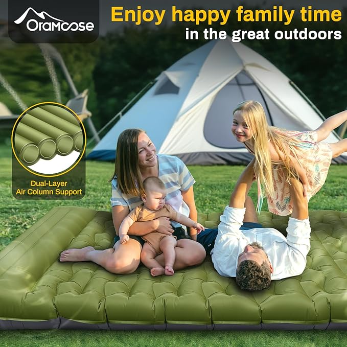 Double Sleeping Pad Extra Thick 6 Inch Sleeping Pad for Camping 2 Person with Built-in Pillow &amp Foot Pump Ultralight Compact Inflatable Camping Mat for Backpacking Hiking Travel Tent Camp Gear Gi