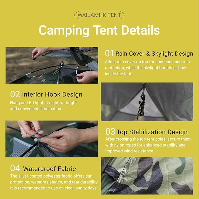 2 Person Camping Tent – Lightweight Waterproof Backpacking Dome Tent for 2 People Easy Setup &amp Portable Shelter