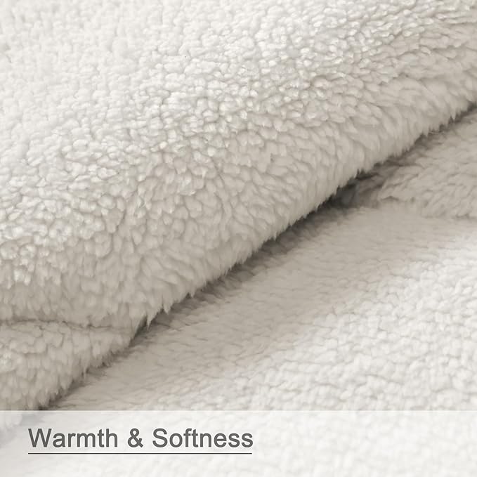 zzlamb Outdoor Camping Blanket with Sherpa LiningPuffy Thick Camp Quilt for SleepingPackable Warm Wearable Fleece Blankets for Cold WeatherTravelingBackpackingPicnicsBeachStadium 52x75in