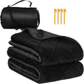 Northroad Waterproof Camping Blanket with Sherpa Lining Large Windproof Outdoor Blanket for Cold Weather Light Weight and Warm for Picnic Stadium Dog Concert 55x82 (Black 1PCS)