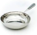 David Burke Stature 8 Fry Pan – Thick Solid Steel Side Handles - Brushed Gray