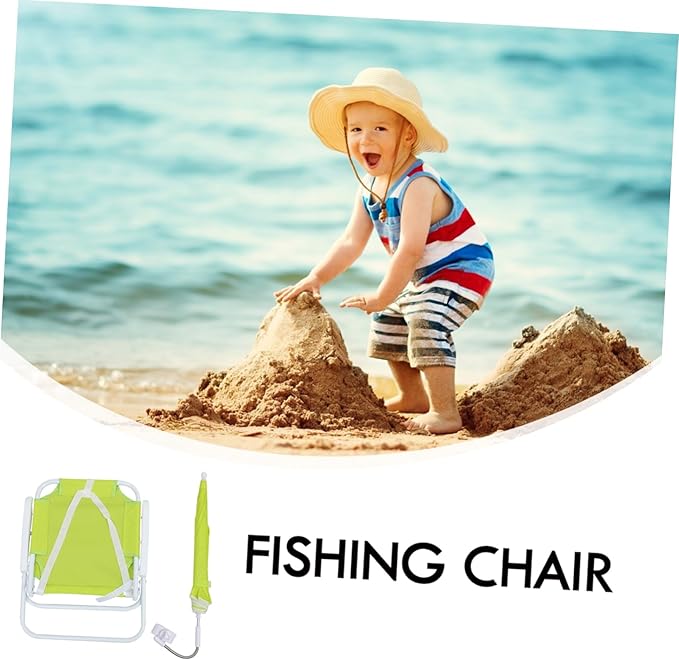 BESPORTBLE 1set Portable Boys and Girls Umbrella Beach Chair Sun Lightweight Ergonomic Lounge Chair for Outdoor Use for Toddlers and Boy Girl Green