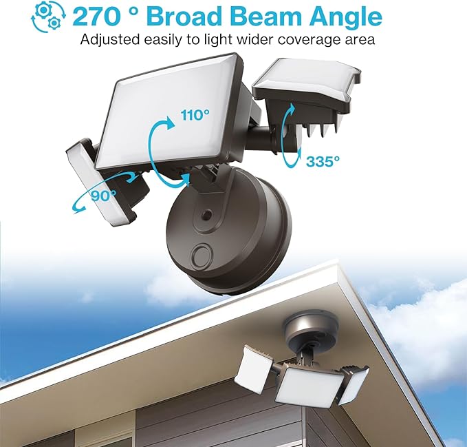 Olafus 60W Flood Lights Outdoor 2 Pack Switch Controlled LED Security Lights 6000LM 6500K Outside Floodlight IP65 Waterproof Exterior Light Fixture for House Yard Garage Wall/Eave Mount Brown