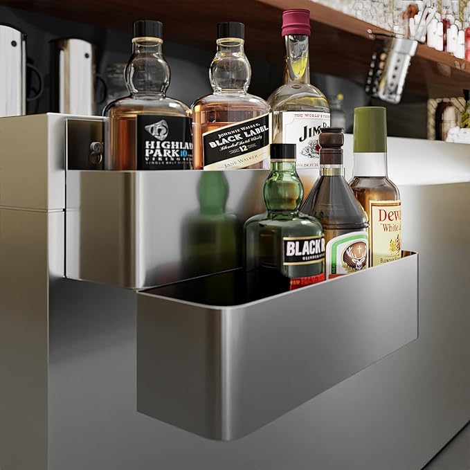 AmGood Stainless Steel Speed Rail Rack for Commercial Bars NSF (15 inch Double Tier Speed Rail Rack)