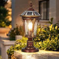 SLAWA Outdoor Solar Column Caps Lamps Modern Exterior Lamp Post Lights - Aluminum Glass Waterproof Deck Pillar Lights for Fence Entry Lawn Landscape Path