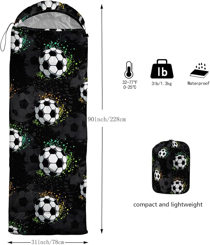 Space Astronaut Sleeping Bag for Boys KidsCute Space Rockets Lightweight Portable Compact with Compression SackMoon and Stars Clouds Camping Bag for Backpacking Travelling Outdoor Hiking
