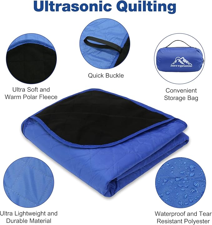 Outdoor Waterproof Camping Blanket Foldable Fleece Stadium Blanket for Outdoor Sports Event Camping Picnics