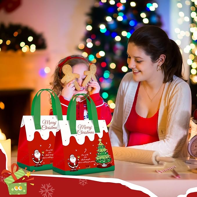 Kacctyen 50 Pcs Christmas Insulated Bags for Food Delivery Holiday Thermal Gift Bags for Cookie Bakery Cold and Hot Food Xmas Take Away Tote Bulk for Christmas Party Catering Restaurant